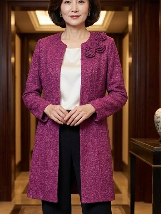 Jackets & Blazers - Women's Purple Open Lightweight Cardigan Textured Jacket Size M Eveningwear